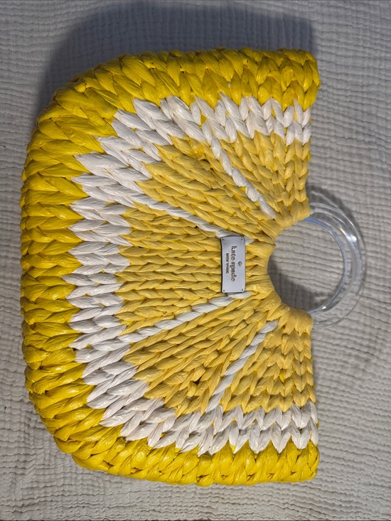 kate spade Handbags - NWOT Kate Spade lemon tote 
Yellow and White Woven Straw tote
